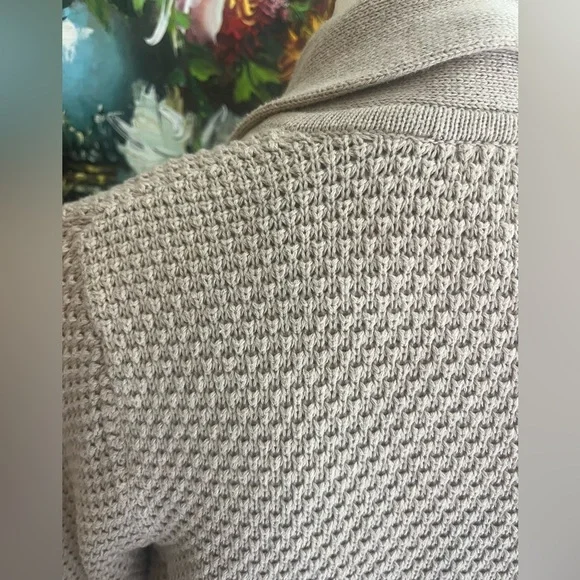 Liz Claiborne KNIT 100% COTTON Tan Women's Cardigan Button clasp closure. - Picture 6 of 9